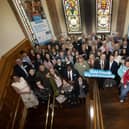 Mayor Ruairí McHugh with young people from the city and district and project partners at the formal announcement that Derry and Strabane has received UNICEF's Child Friendly Community designation.