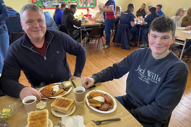 John and Philip Crawford at Seskinore YFC's recent Big Breakfast which was held in Saturday, March 9. Picture: Seskinore YFC