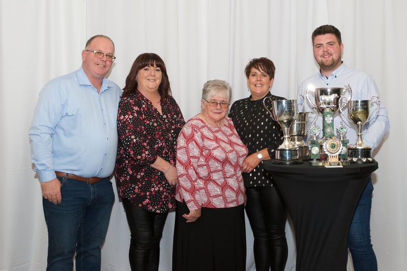 The McClelland Family with some of their prizes from throughout the year, culminating with the Show Herd of the Year and the Oddball Engineering Champion of Champions Cup.Pic: Blonde Club