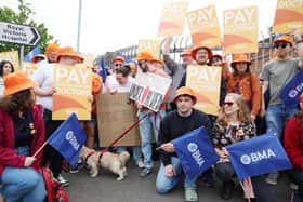 Resident doctors in Northern Ireland start their 24-hour industrial action over pay.  Doctors pictured on strike at the Royal Hospital in Belfast. Picture by Jonathan Porter/PressEye
