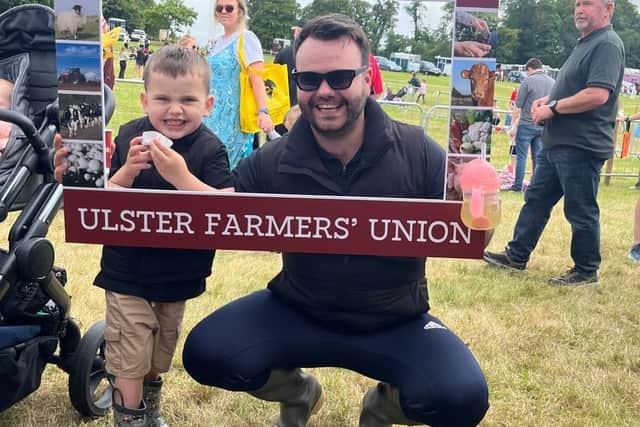 Garrett Davey (NFU Mutual Mourneview customer service advisor) and son.