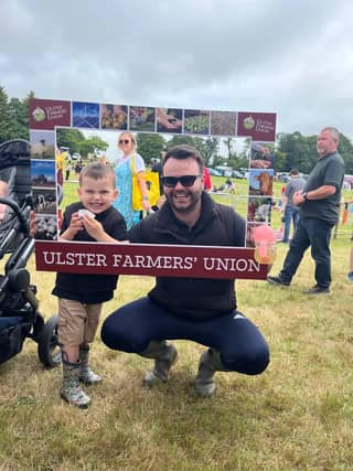 Garrett Davey (NFU Mutual Mourneview customer service advisor) and son.