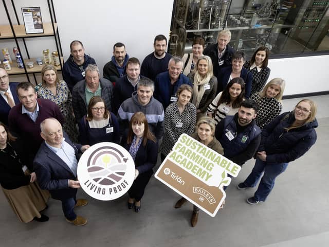 Tirlán and Baileys Irish Cream Liqueur are celebrating 50 years in partnership by opening applications for their third successive Sustainable Farming Academy. Twenty farmers are again invited to enrol for the fully-funded year-long Diploma in Environment, Sustainability and Climate which begins in September.  The launch of the education initiative comes as the second cohort of participants and the inaugural graduates met for the Academy’s first ever Scholars’ Event and shared their learnings. Four students currently undertaking Agricultural Science programmes at college were also honoured at the event where they received their bursary awards.  Pictured at the event were this year's Sustainable Farming Academy participants along with key representatives from UCC, Baileys and Tirlán.