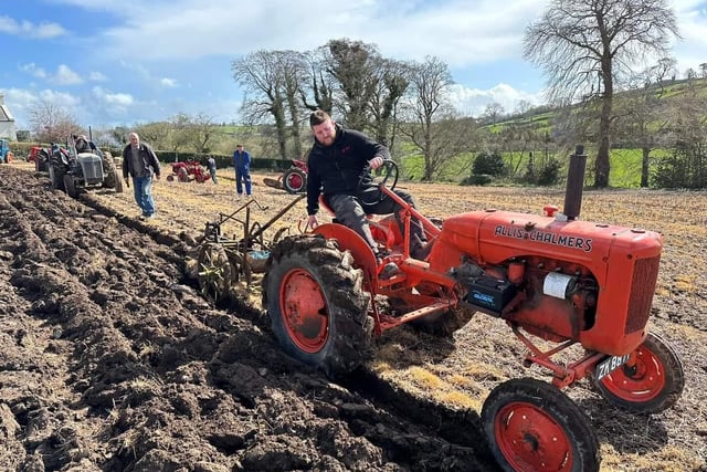 Jordan Mathers with his Allis Chalmers at the vintage ploughing