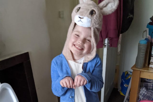 Nine-year-old William Heeley is avoiding mischief as he dressed up as Beatrix Potter's well-loved Peter Rabbit.