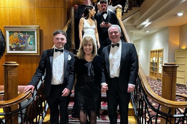 Hugh Nugent,  Bronnie Gillease and Jeremy Herron at the Tynan and Armagh Foxhounds hunt ball