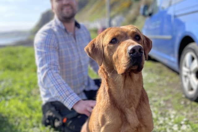 A new recruit has joined the groundbreaking LIFE Raft project on Rathlin Island – Woody, the two-year-old detection dog. And he’s on a mission to save seabirds. Picture: Submitted