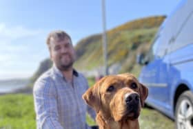 A new recruit has joined the groundbreaking LIFE Raft project on Rathlin Island – Woody, the two-year-old detection dog. And he’s on a mission to save seabirds. Picture: Submitted
