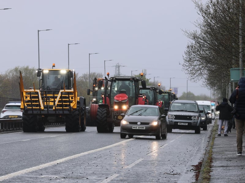 Vehicles on Sydenham by-pass in Belfast, as the National Fuel Protest against rising fuel prices continues. Picture date: Tuesday April 14, 2026. PA Photo. Photo credit should read: Liam McBurney/PA Wire