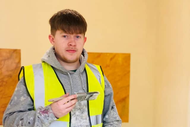Darragh Burke, from Derrygonnelly studies Level 2 Painting and Decorating at the Enniskillen Technology and Skills Centre and is employed as an apprentice with Shane Kelly from Belleek, which he says offers the perfect combination.