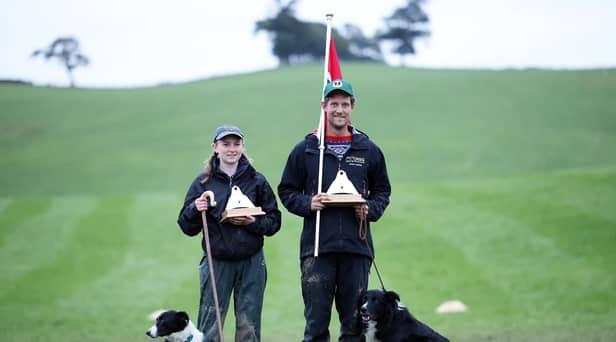 Pictured are, Petter Landfald, from Norway and Tyler McKinlay, from Lanark, Scotland, who were crowned World Champion and Young Handler World Champion respectively, at the World Sheepdog Trials, which took place at Gill Hall Estate, Dromore last week.  Photo by Kelvin Boyes / Press Eye.