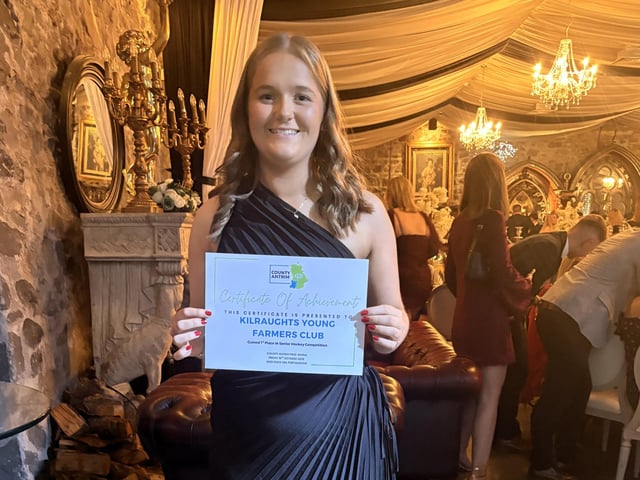 Heather Radcliffe received first place senior hockey certificate on behalf of Kilraughts YFC.