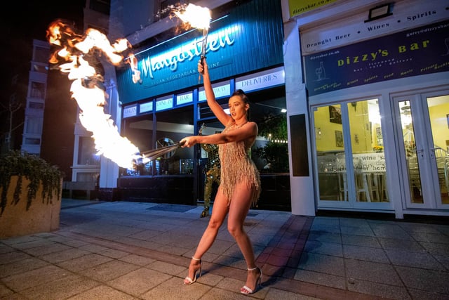 Entertainment and performances from GG Staffing, including fire dancers. It took place on opening night at Mangosteen. Picture: Habibur Rahman.
