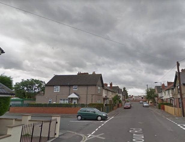 Balfour Road in Doncaster where the five-year-old was attacked by German Shepherd dogs