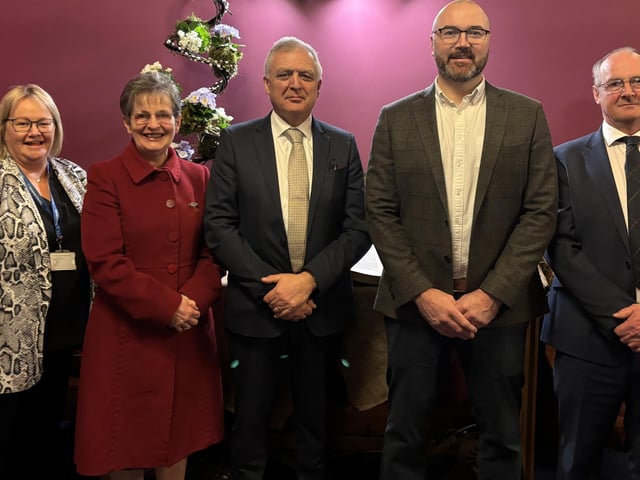 Valerie Guthrie, Ruth Irvine, William Irvine, Rev Mark Rodgers, Tom Saunderson