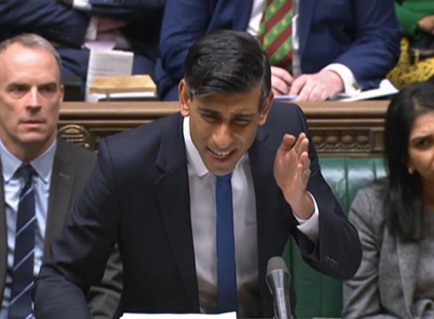 <p>Prime Minister Rishi Sunak speaks during Prime Minister's Questions in the House of Commons, London.</p>