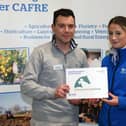 Eimear O’Neill, Strabane, Co Tyrone received the Show Jumping Ireland Bursary presented by Darren Tracey at the CAFRE Enniskillen Campus Industry Supporters event. Darren is a CAFRE Graduate, and it was great to welcome him back to the college. (Pic: CAFRE)