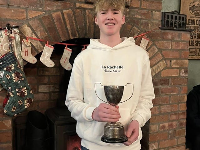 Thomas Rea with his award at Donaghadee YFC's recent annual Christmas awards dinner at Saints N’ Sinners in the seaside town.