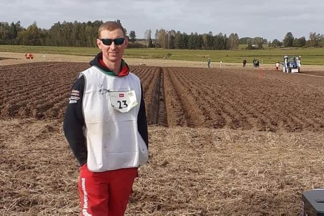 Andrew Gill, from Listooder Ploughing Society, at the World Ploughing Contest in Latvia where he won the Overall Bronze Medal in the Conventional Class.