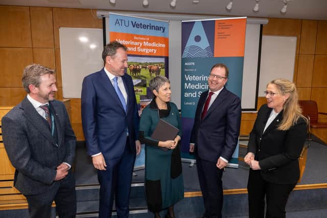 Minister for Further and Higher Education, Research, Innovation and Science, James Lawless TD, officially launching the Atlantic Technological University (ATU) Veterinary Medicine Programme, Photo Clive Wasson