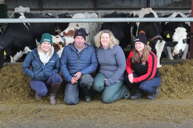 Edel Madden, United Feeds Ruminant Nutrition Adviser with David, Jayne and Charlotte Conn, Ardina Farm, Castlerock.
