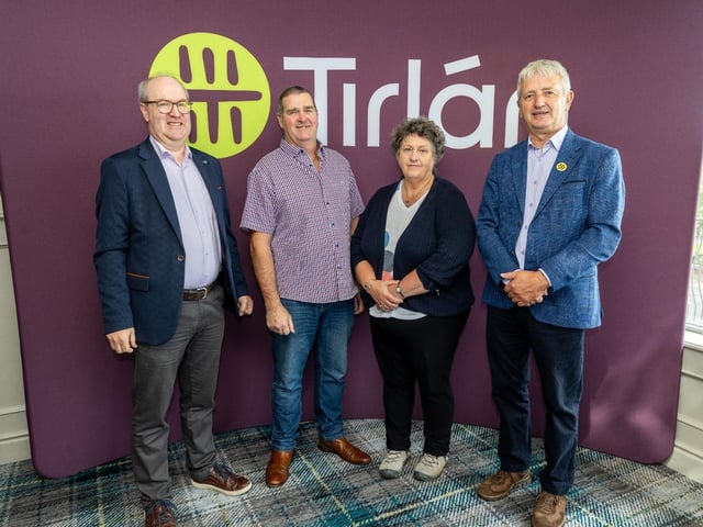 Pictured L-R at the Tirlán Retired Supplier Breakfast held at the Lakeside Manor Hotel, Virginia, Co. Cavan are Tirlán CEO Seán Molloy, Retired Suppliers Ivan and Lorna Armstrong from Lisbellaw, Co. Fermanagh and Tirlán Chair Ger O’Brien. Photo: Finbarr O’Rourke
