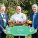 Pictured at the launch of this year's Agricultural Science Association (ASA) Annual Conference, taking place at the Killashee Hotel, Naas, on Thursday, September 3, 2026; from left Mr. Dale Crammond (ASA President), Mr. Phillip Gleeson (Executive Head Chef, Killashee) & Dr. Michael Berkery (FBD Trust Chairman). The future of Ireland's food production system will be the central focus of this year’s conference under the theme, "Roots of Resilience: Safeguarding Our Food Production Model for the Next Generation. Picture:  Finbarr O'Rourke  NO REPRO FEE