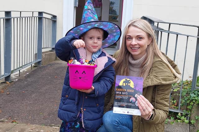 Causeway Coast and Glens Borough Council’s Arts Marketing and Engagement Officer Amy Donaghey pictured with her daughter Felicity who is looking forward to the Halloween fun taking place at Flowerfield Arts Centre in Portstewart and Roe Valley Arts and Cultural Centre in Limavady this October.