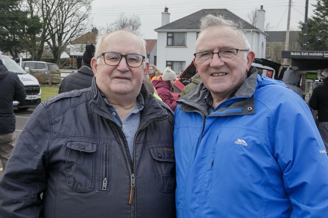 Chairman of the Board of Governors at Straidbilly PS, James McConaghie, pictured at the school's Tractor/Truck run with Sammy Sharpe. Pic: Sammy McMullan