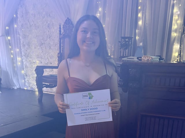 Emily Hood (Randalstown) YFC received first place in 14-16 floral art.