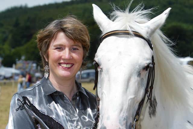Jeanette Robinson from Newcastle pictured with her Appallooss American Indian Horse at the Castlewellan Show in July 2002. Picture: News Letter archives/Gavan Caldwell