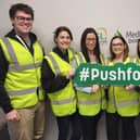 Staff at MedFind Solutions (County Offaly) who will take part in the 350km ‘Push For Paul’ walk, whuch begins on April 21st.