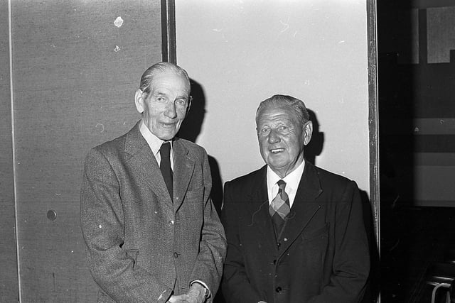 Ballymena Show veterans pictured at the launch of the 1982 Ballymena Show in June 1982. In the picture is Jack Bamber and Bobby Grant. Picture: Farming Life/News Letter archives