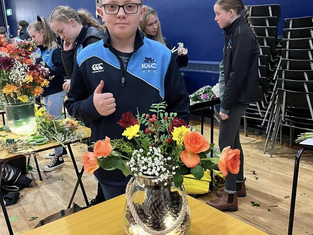 Robbie Gibson who took part in the Kells and Connor YFC Antrim floral art heats. Picture: Submitted