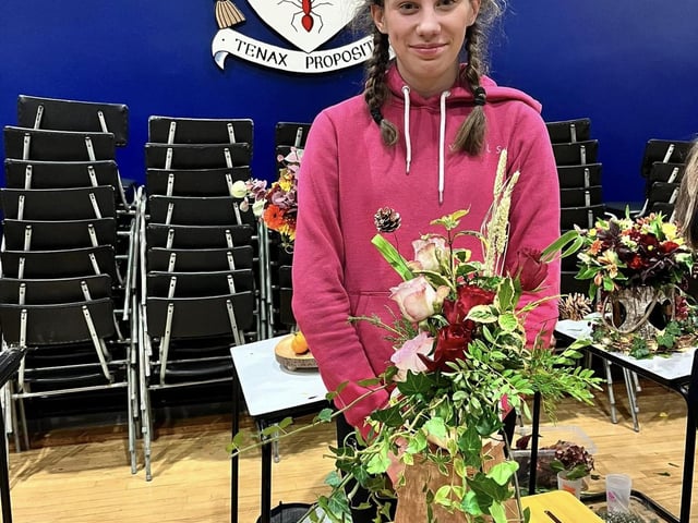 Ellen Fullerton, who was second place, took part in the Kells and Connor YFC Antrim floral art heats. Picture: Submitted