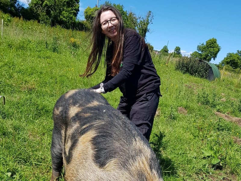 Megan Magill with “Annie” at Jubilee Farm, Larne