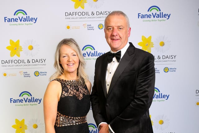 Karen Patterson, Compere with Trevor Lockhart MBE, Fane Valley Group Chief Executive. Pic: Kieran McAlinden