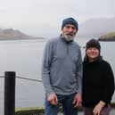 Simon Kennedy and his wife Kate O'Connor Kennedy, the team behind Killary Fjord Shellfish with the magnificent backdrop of Killary Harbour