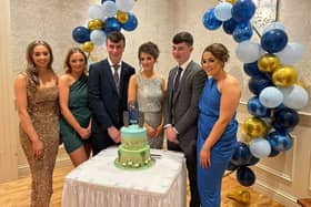 Office bearers of Trillick and District YFC, Jane McGrade, assistant secretary, Kirsty Abraham, PRO, James Vance, club leader, Rachel Law, club president, David Vance, treasurer, and Megan Birney, secretary. Picture: Submitted