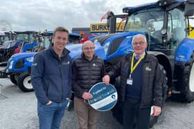 At last year’s Balmoral Show, (left to right), Timothy Hamill of Granville Ecopark, Rev Kenny Hanna, PCI’s Rural Chaplain, and Wilbert Murdock of Burkes of Cornascriebe.