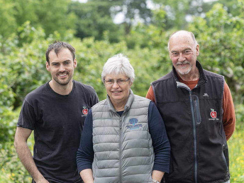 Mark, Helen and Philip Troughton from Armagh Apple Farm at Ballinteggart House, Portadown