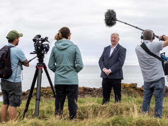 Mayor of Causeway Coast and Glens Councillor Steven Callaghan, as he participates in the filming of Escape to the Country. The programme, made by Naked, Fremantle company will be aired on the 13th May at 3pm on BBC1