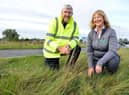 Infrastructure Minister John O’Dowd is pictured with Jennifer Fulton CEO of Ulster Wildlife as he announces a new approach to verge management across the road network