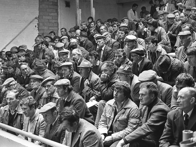 A section of the crowded ringside during the sale of Friesian cattle at Banbridge in September 1981. Picture: Farming Life/News Letter archives