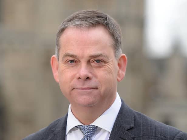Nigel Adams, MP for Selby and Ainsty pictured outside Selby Abbey.  