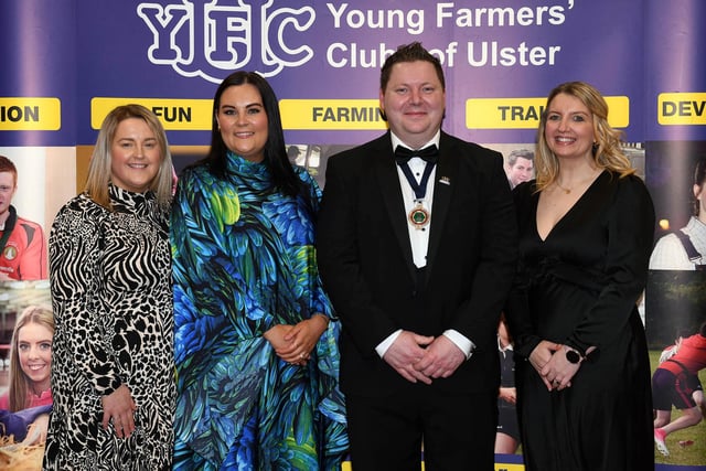 Hayley Sloan, assistant events manager, YFCU, Ruth Megahey, business services manager, YFCU, Stuart Mills, YFCU president and Gillian McKeown, CEO, YFCU at the arts YFCU festival gala at the Millennium Forum in Londonderry. Picture: YFCU