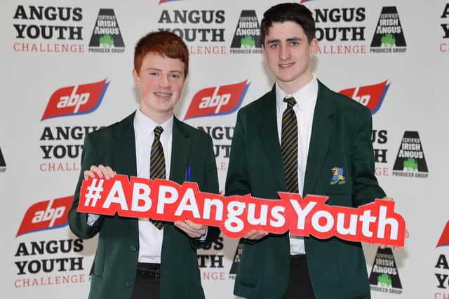 Down High School’s ABP Angus Youth Challenge finalist team pictured from left Edward McKay and Frank Hanna. Image: McAuley Multimedia