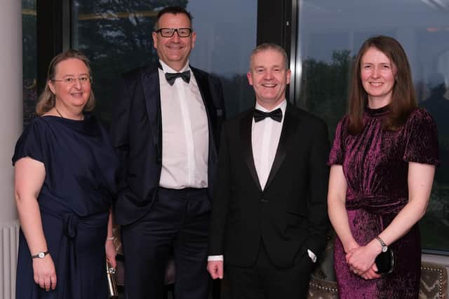 Visitors to the Northern Ireland Grain Trade Association Annual Dinner included, from left: Elizabeth Magowan, AFBI; Phil Holder, Northern Feed Alliance; Andy Cole, Food Standards Agency and Sharon Verner, North of Ireland Veterinary Association. Photograph: Columba O'Hare/ Newry.ie