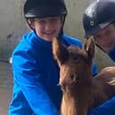BSc Hons Equine Management second year students Amy Rowlands and Chantelle Tanner work with new foal ‘Albie’ in the CAFRE Enniskillen Campus Breeding Unit.