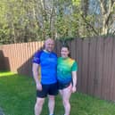Teresa and Paddy Burns preparing for the Strabane Lifford Half Marathon.